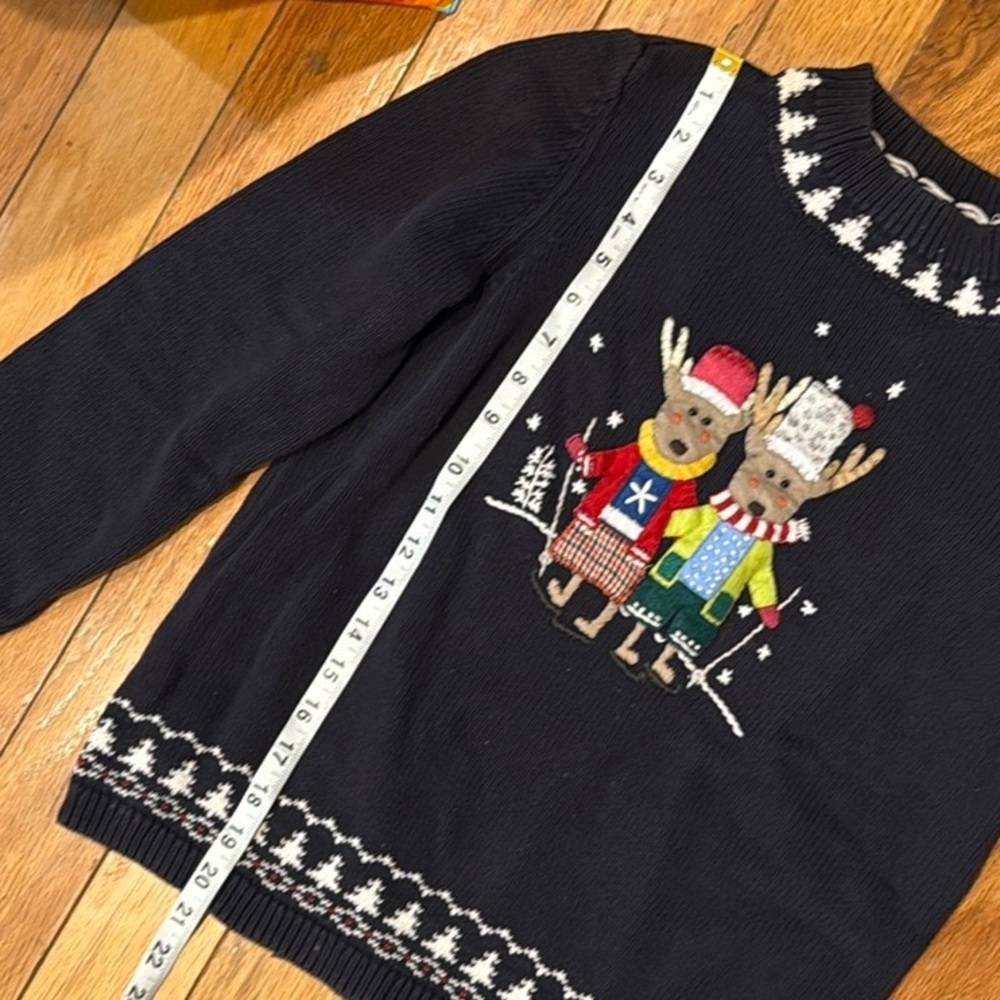 Christopher & Banks Small Reindeer Ugly Christmas Sweater 2008 Embroidered - Picture 7 of 8